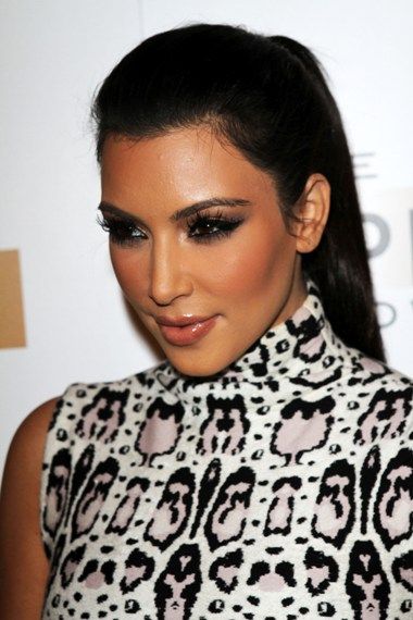 Kim Kardashians sleek ponytail