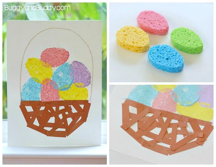 Easter Crafts for Kids: Sponge Painted Easter Egg Basket -   Simple kids easter craft Ideas