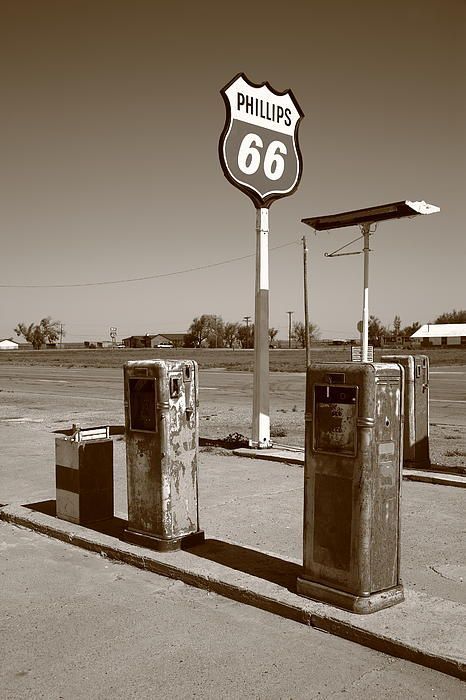 Route 66 Gas Pumps, Adrian, Texas. Rt. 66 in the Panhandle.