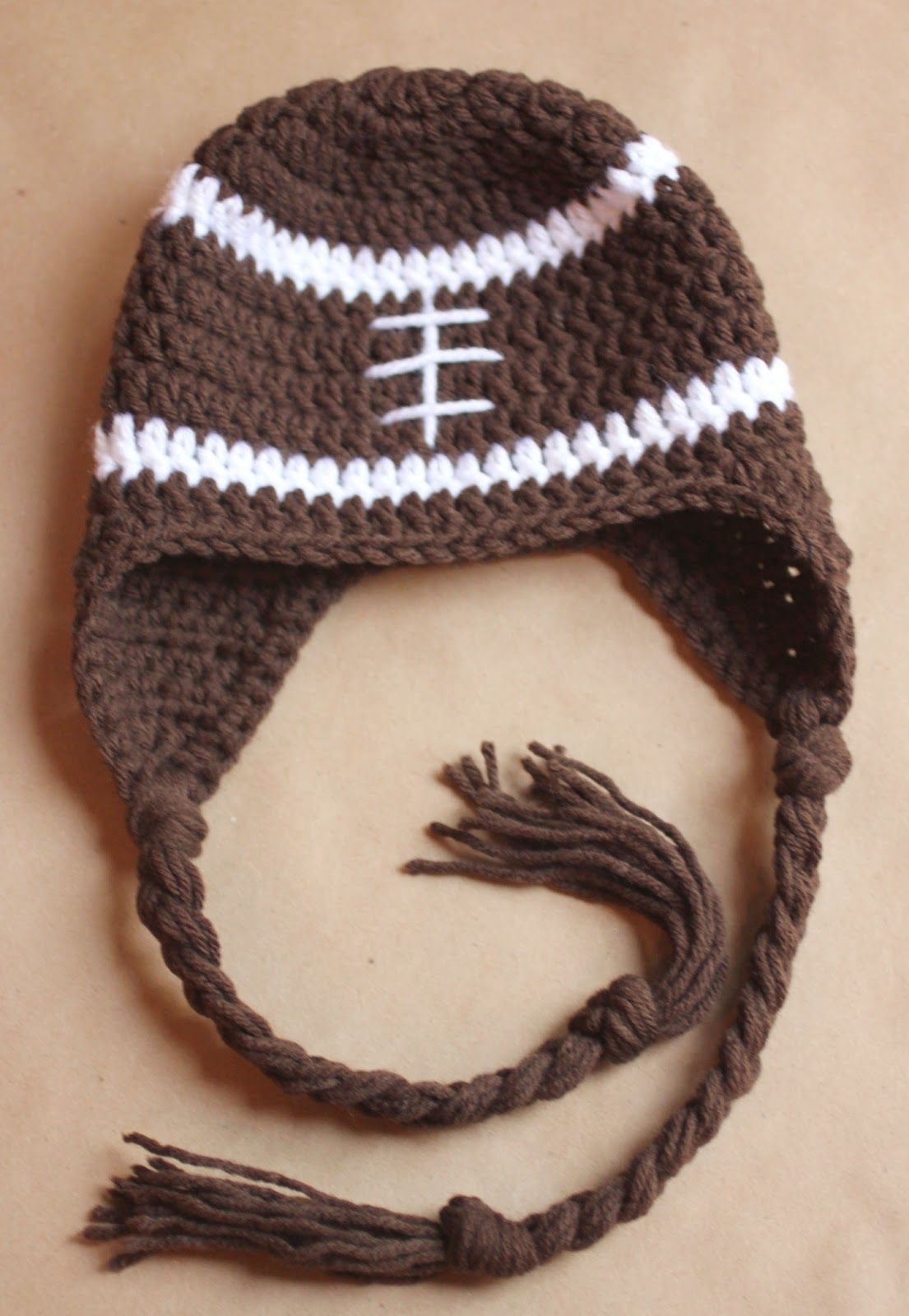 Repeat Crafter Me: Crochet Football Earflap Hat FREE Pattern