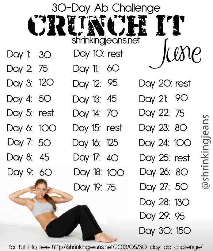 Crunch It June: A 30-Day Ab Challenge {monthly workout calendar} game on
