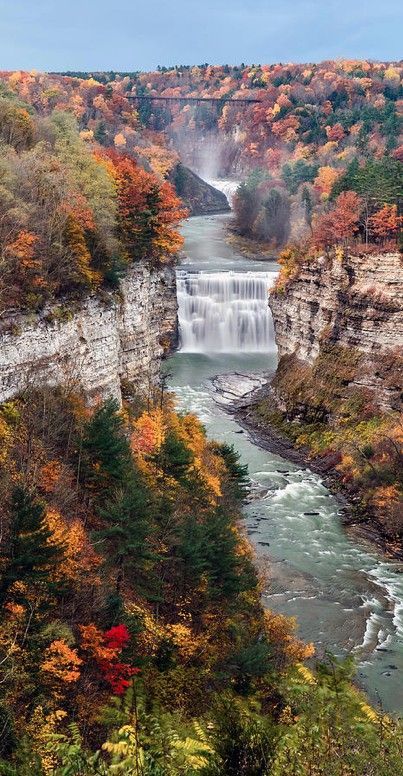 Middle Falls on the Genesee River in Letchworth State Park ~ Castile, New York &
