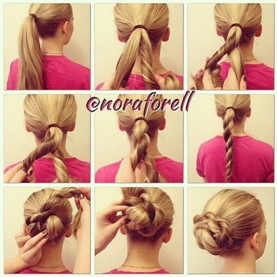 Easy updo, just keep twisting! Can be worn at just about any occasion from a cas