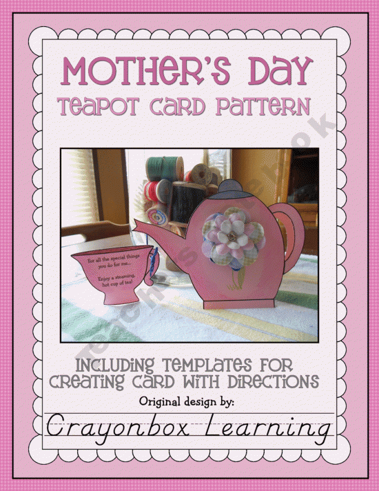 Free Mother's Day Teapot Card Pattern