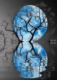 Blue Moon Reflection On Water