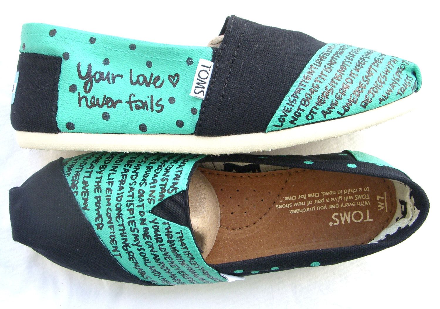 The Hailey Teal and Black Custom TOMS by FruitfulFeet on Etsy