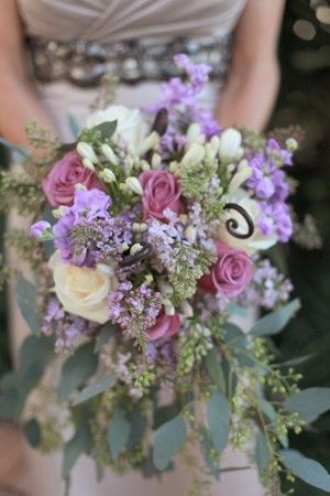 Lilac Rose Seeded Eucalyptus Bouquet – My favourite wedding colour scheme.  Add