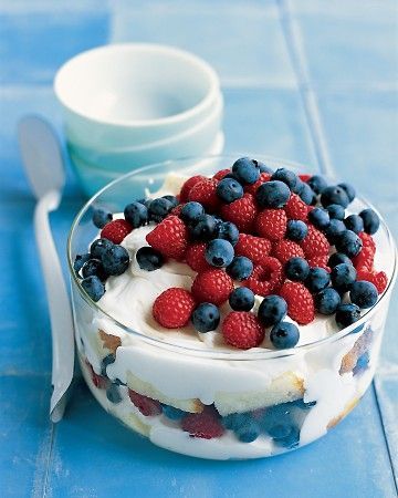 Oh how we'd love to dive into this red, white, and blueberry trifle
