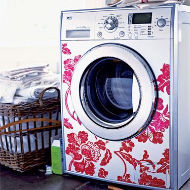 Using wall decals to transform ordinary washer / dryers. (or the fridge, toaster