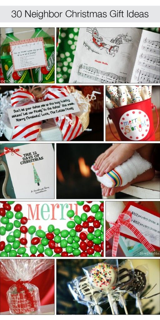 30 Neighbor Christmas Gift Ideas! Great for teachers & friends too! #christmas #