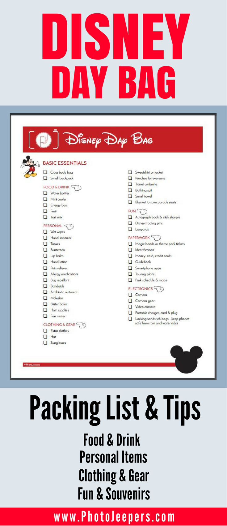 Disney Packing List: What to Take Into the Park -   Disney World Tips and Hacks Collection
