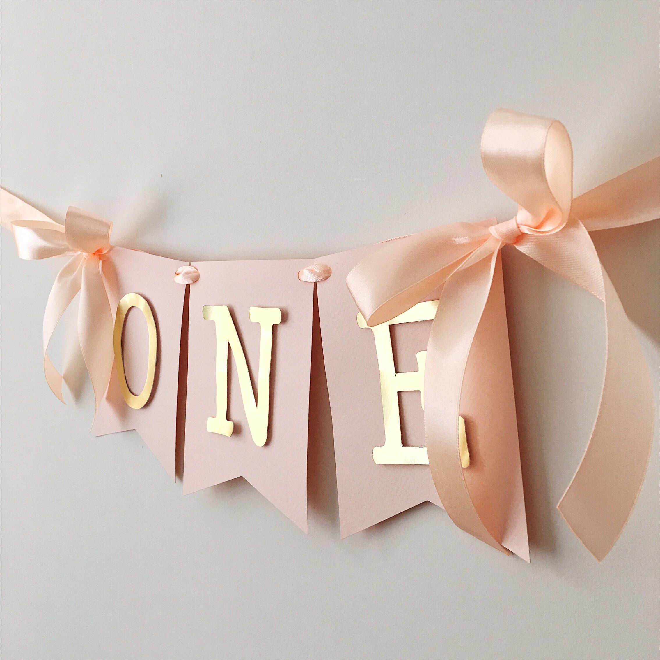 Rose Blush Gold High Chair Banner One High Chair Sign Baby Girl 1 st Birthday Banner Decorations One Year Birthday One Photo Prop -   One year birthday photo ideas