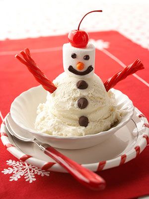 Snowman Ice Cream Sundaes