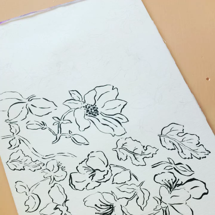 Drawing with the brush pen -   10 plants Drawing paint ideas