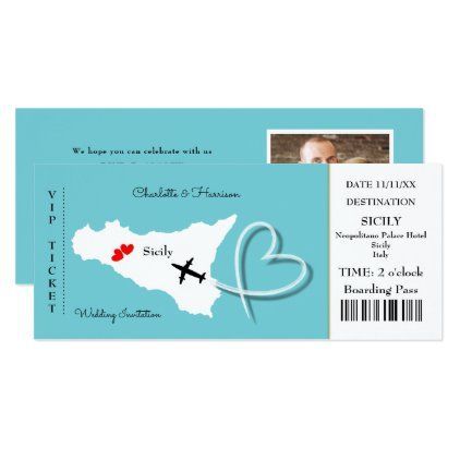Ticket Boarding Pass Wedding Destination Sicily Invitation | Zazzle.com -   11 wedding Destination abroad ideas