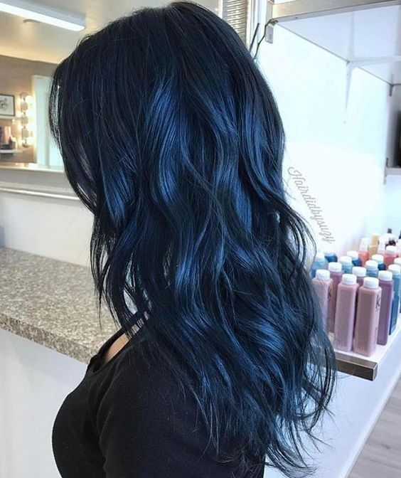 Dark Blue Hair Color Ideas And Images -   12 hair Dark aesthetic ideas
