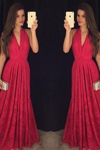 Hot Sexy V-neck Red Prom Dresses/Lace Long Formal Dress RS425 -   14 formal dress 2018 ideas
