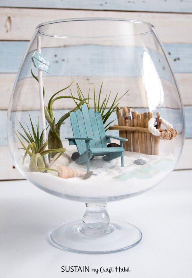 Mini Beach Scene Terrarium in Glass -   14 room decor Beach candle holders ideas