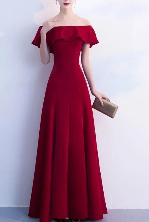 Wine Red prom dresses,Off Shoulder Floor Length Party Dresses, Cute Formal Dresses  ML948 -   16 gala dress Classy ideas