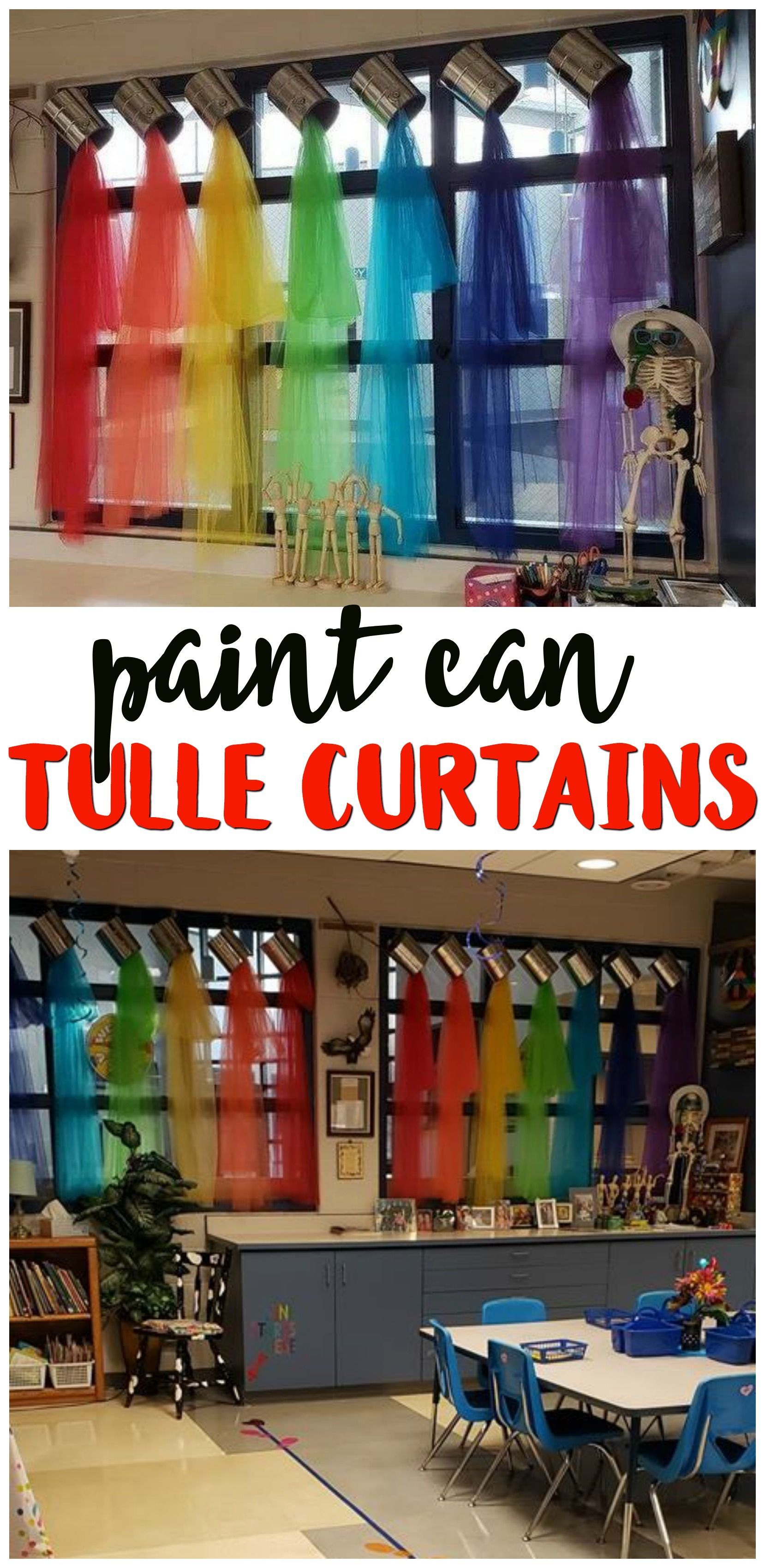 Pouring Paint Can Tulle Curtains -   16 room decor Art classroom ideas
