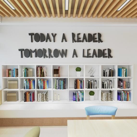 Today a reader, tomorrow a Leader , classroom decor , School teacher motivation, classroom school library sign - SKU:CLA3 -   16 room decor Art classroom ideas