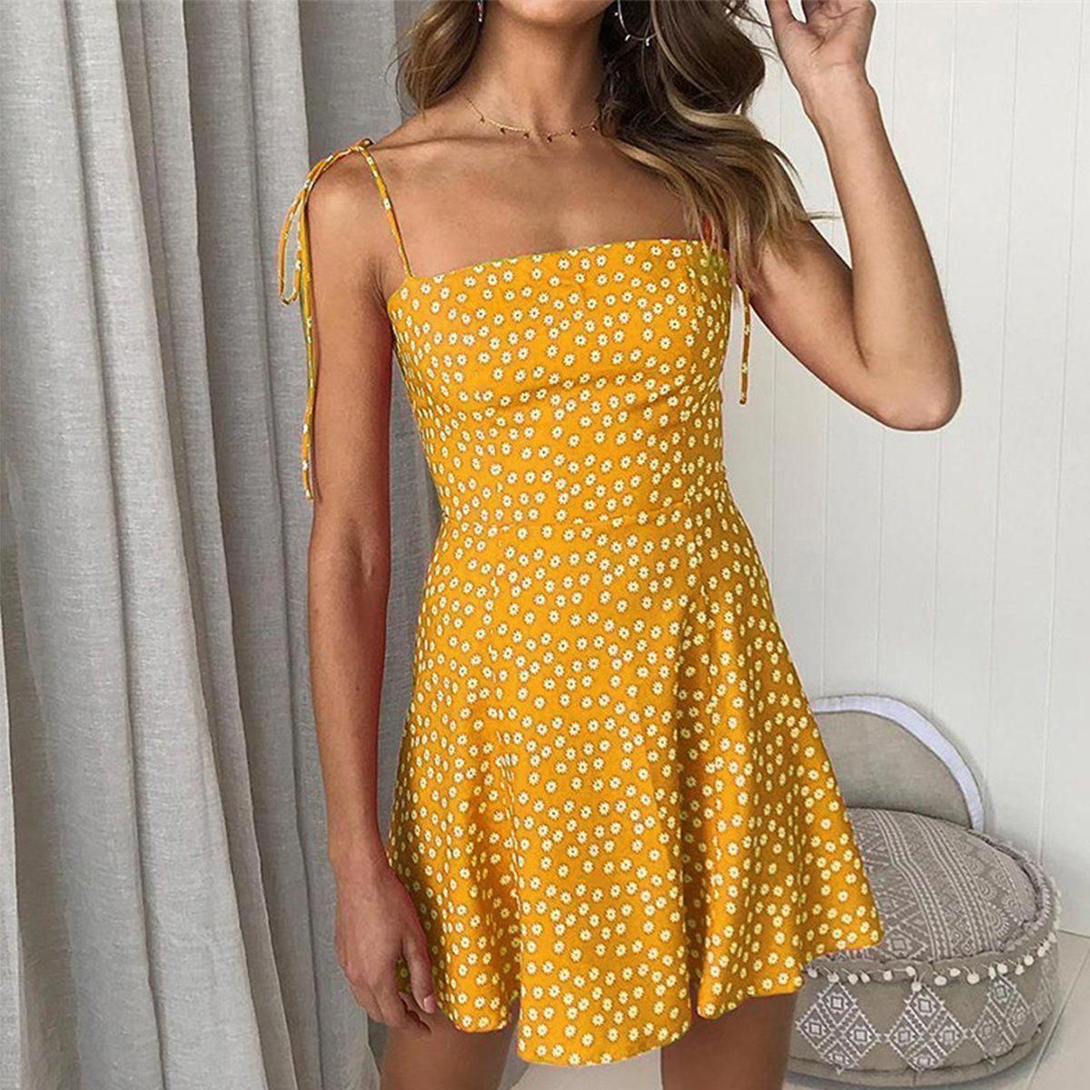 Summer Spaghetti Strap A-Line Slim Floral Mini   Vacation Dress -   16 summer dress DIY ideas