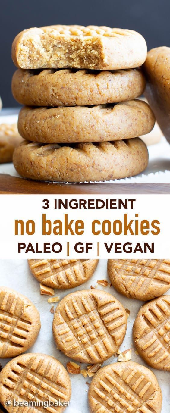 3 Ingredient Almond Butter Paleo No Bake Cookies (Fast, Healthy, Vegan) - Beaming Baker -   17 desserts No Bake maple syrup ideas