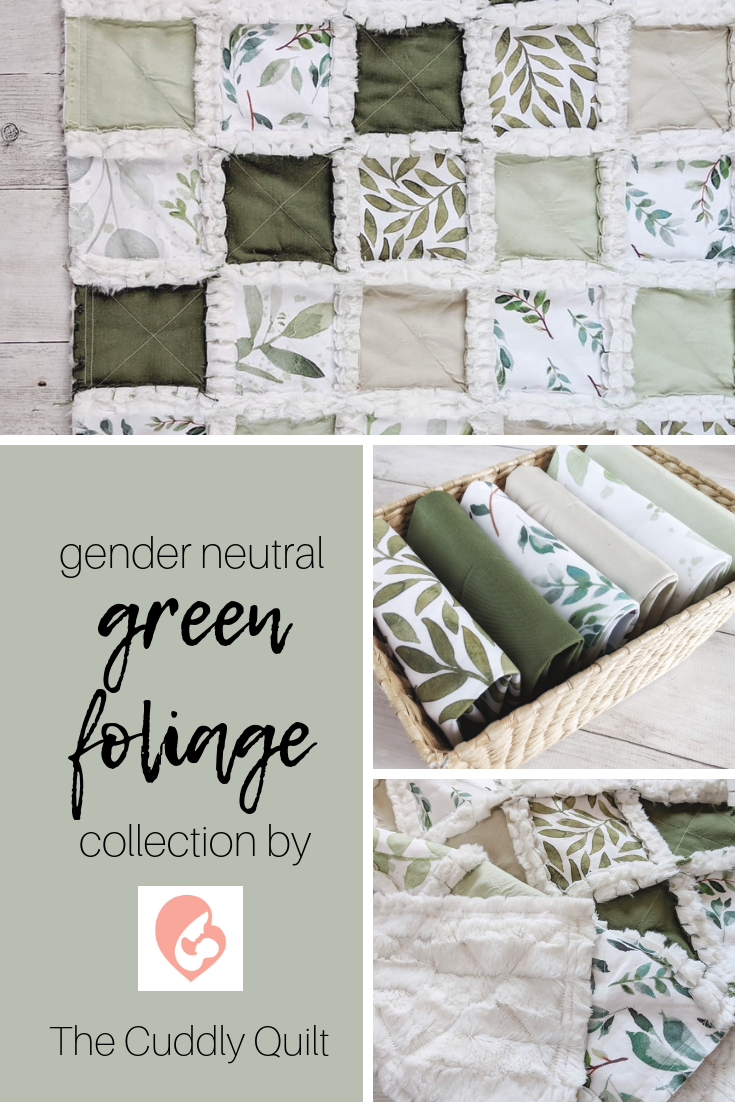 Fiddle Leaf Gender Neutral Baby Quilt - Green Foliage Crib Quilt - Nursery Decor -   17 fabric crafts Nursery decor ideas
