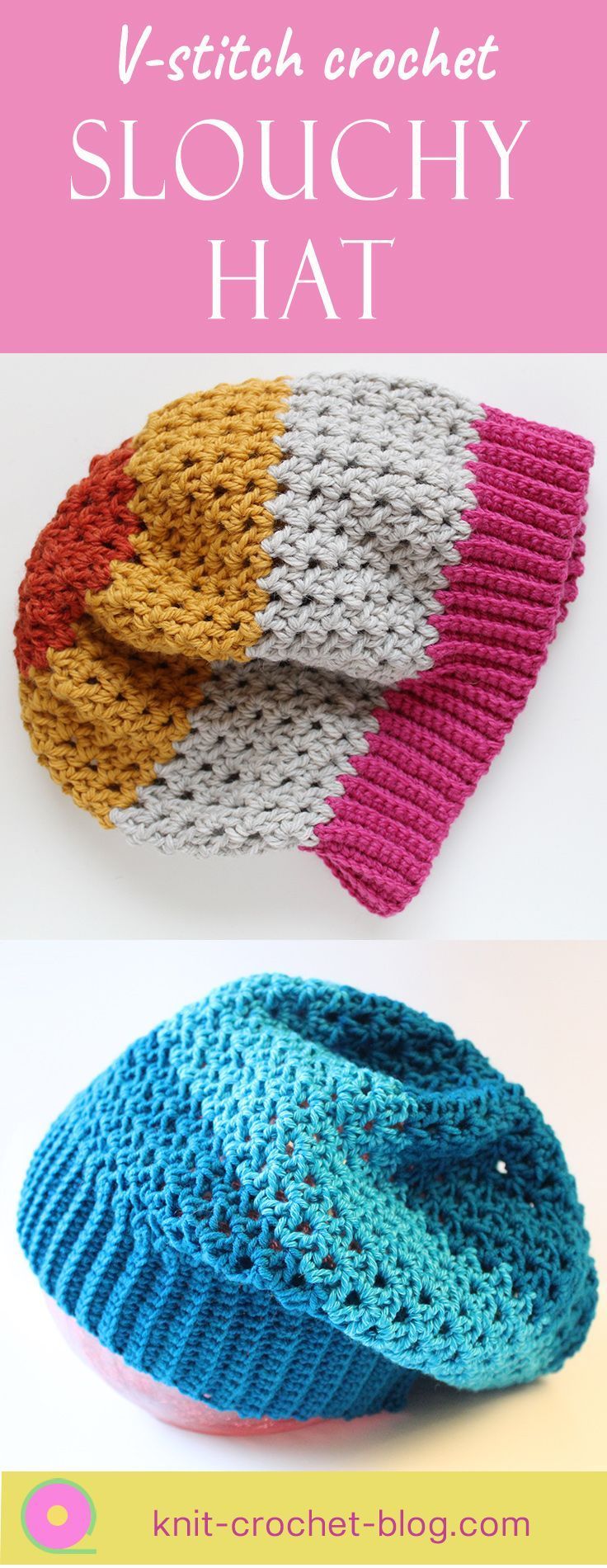 Crochet a slouchy hat in V-stitch - Knit & Crochet Blog -   17 knitting and crochet Projects colour ideas