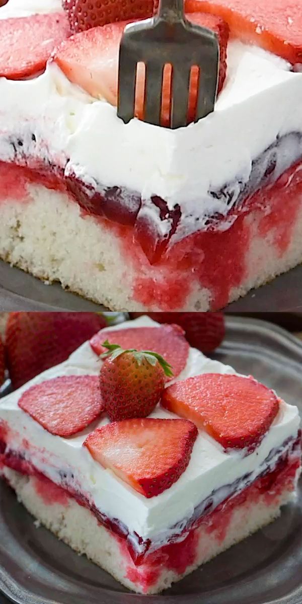 Best Strawberry Poke Cake [VIDEO] - Sweet and Savory Meals -   17 white cake Christmas ideas