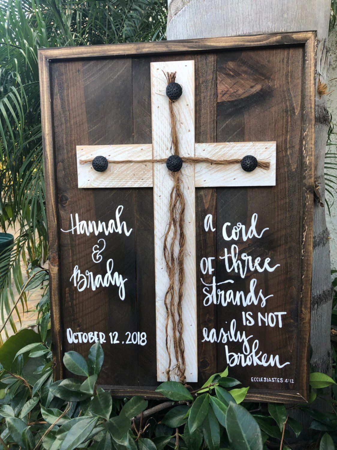 a cord of three strands is not easily broken sign, wedding scripture, wedding verse, rustic wedding sign, a cord of three strands -   18 rustic wedding Gifts ideas