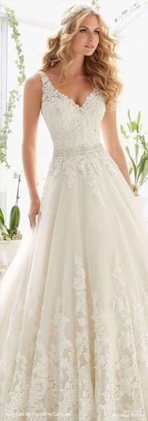 Elegant v neck wedding dress,v back bride dress,weeding dress with applique -   18 wedding Party size ideas