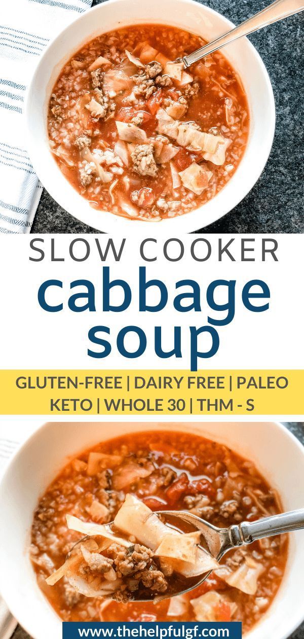 Easy Gluten-Free Slow Cooker Cabbage Soup - The Helpful GF -   20 healthy recipes Clean crock pot ideas