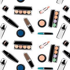 Pattern with images of cosmetics, cosmetics for skin care, decorative cosmetics,... -   8 skin care Design style ideas
