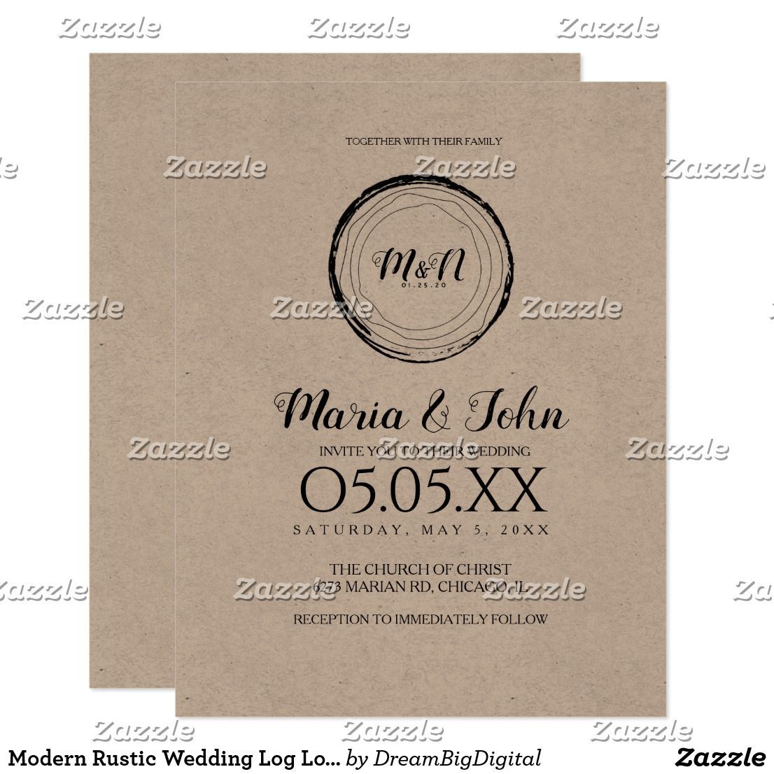 Modern Rustic Wedding Log Logo Invitation | Zazzle.com -   9 wedding Barn logo ideas