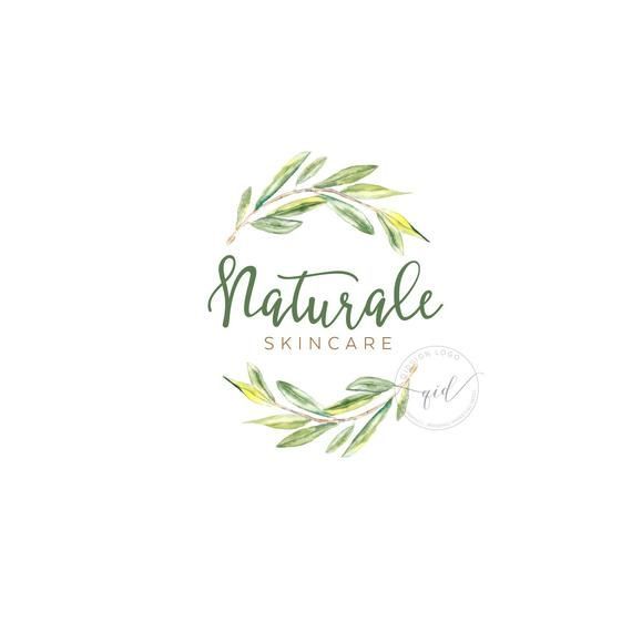 Premade logo for skin care products with olive branch and natural feels, great for spa business, oil business, botanical cosmetic logo -   10 skin care Logo green ideas