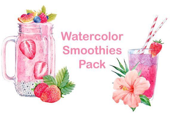 Watercolor Art Smoothie Illustration Pack Summer Drink Vegan Raw Healthy Fruit Juicy Diet Food -   12 diet Illustration products ideas