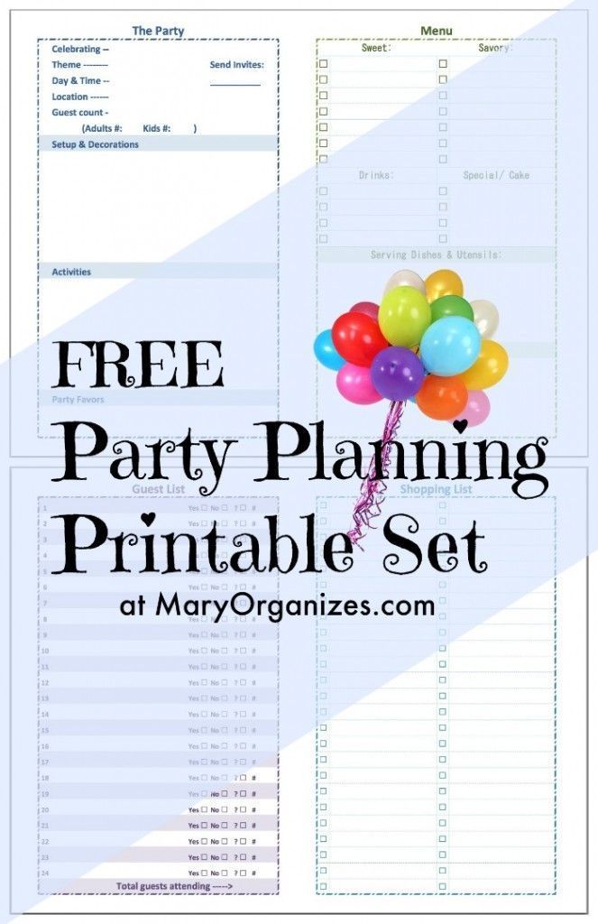 Party Planning [Printable] Set -   12 Event Planning Template fun ideas