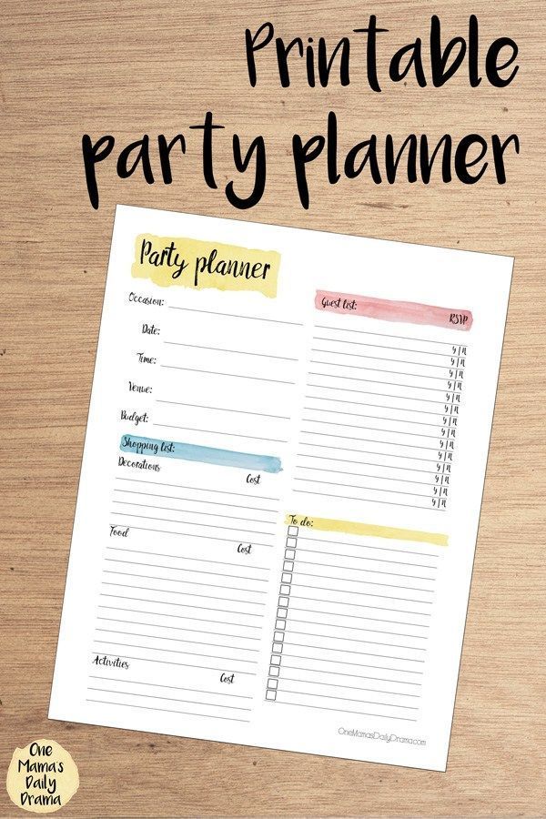 One Page Printable Party Planner | Printable Planner Inserts -   12 Event Planning Template fun ideas