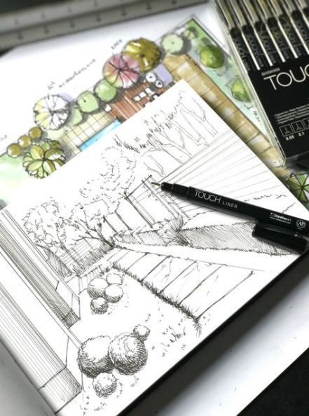 12 garden design Sketch perspective ideas