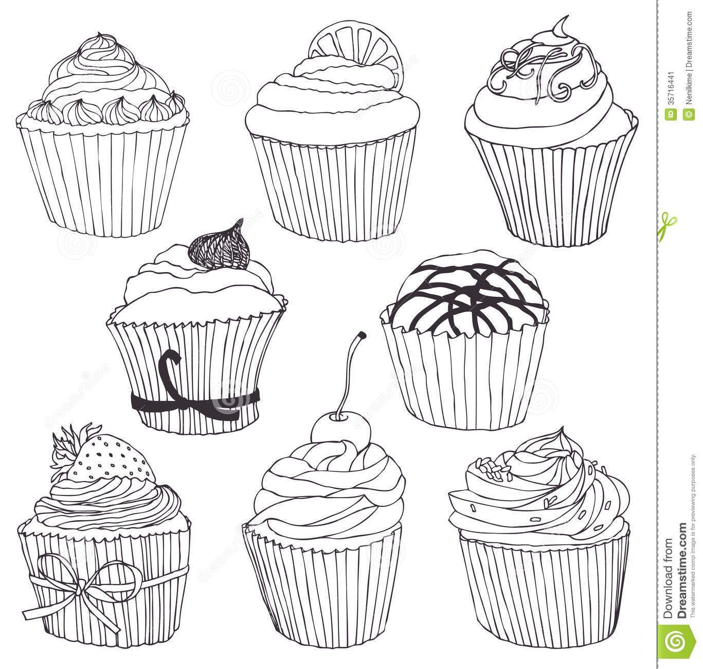 Cupcake Drawing Stock Photos - Download 1,138 Royalty Free Photos -   14 cake Drawing thoughts ideas
