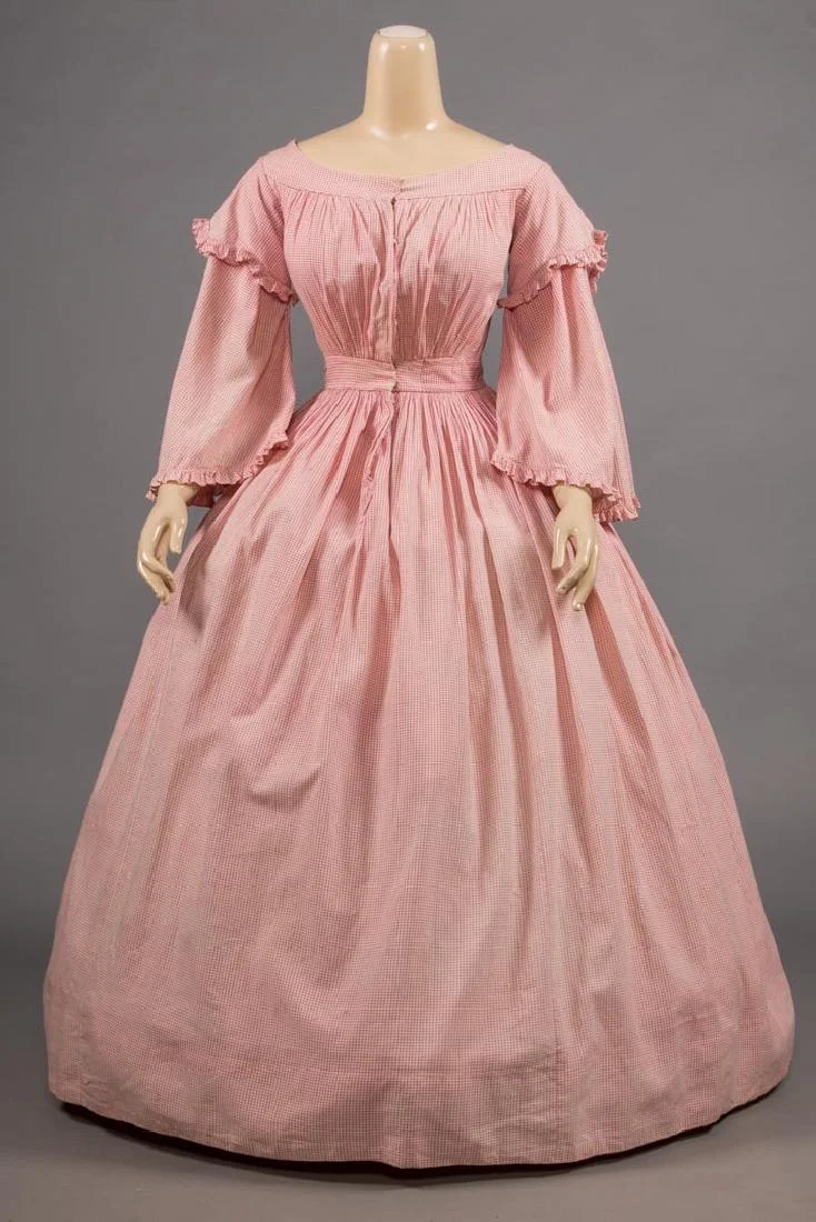 PINK GINGHAM DAY DRESS, 1850s - May 14, 2019 | Augusta Auctions in VT on LiveAuctioneers -   14 day dress 2019 ideas