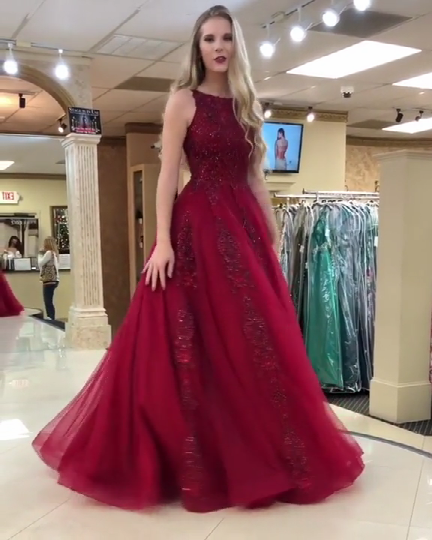 Princess A-Line Beaded Burgundy Prom Dress -   14 day dress 2019 ideas