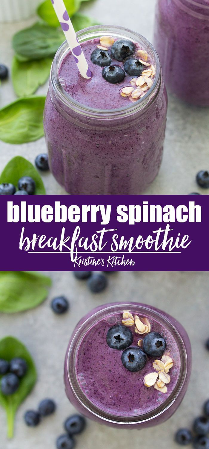 Blueberry Spinach Breakfast Smoothie -   14 healthy recipes Protein greek yogurt ideas