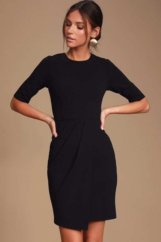 Westwood Black Half Sleeve Sheath Dress -   15 black dress For Work ideas