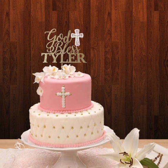 Items similar to God Bless Cake Topper, Baptism Cake Topper, Christening Cake Topper, God Bless Baby Cake Topper, First Holy Communion Cake Topper on Etsy -   15 christening cake Girl ideas