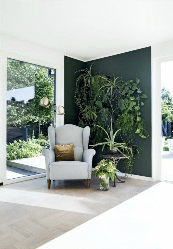 Dark Green Interiors - homestilo -   15 garden design Wall living rooms ideas