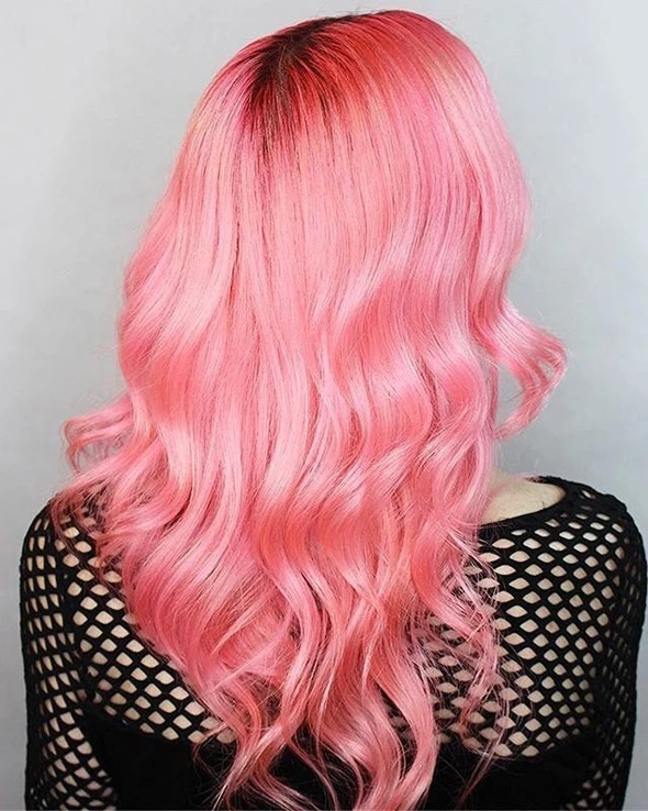 Lace Frontal Wigs Pink Bright Pink Ombre Hair For Women -   15 hair Pink products ideas