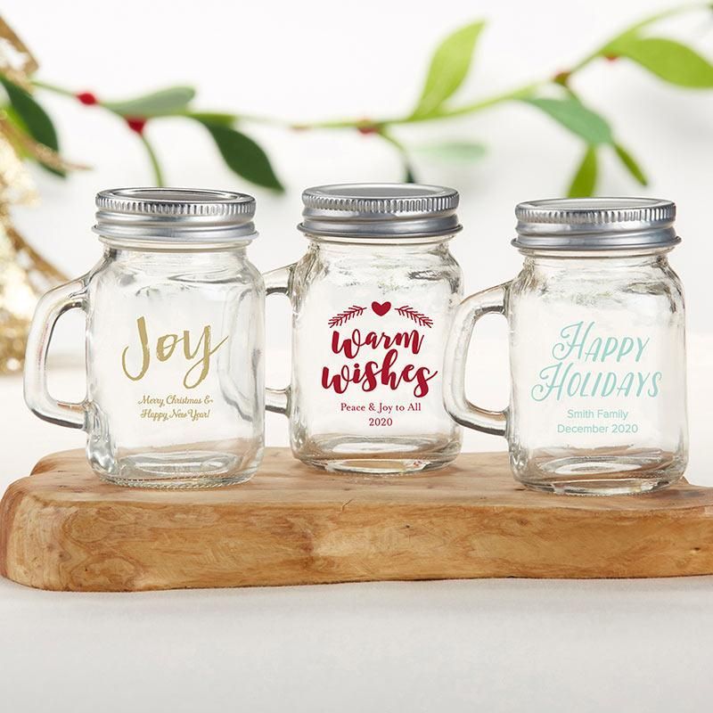 Personalized 4 oz. Mini Mason Mug Shot Glass with Lid - Holiday -   15 holiday Design mason jars ideas