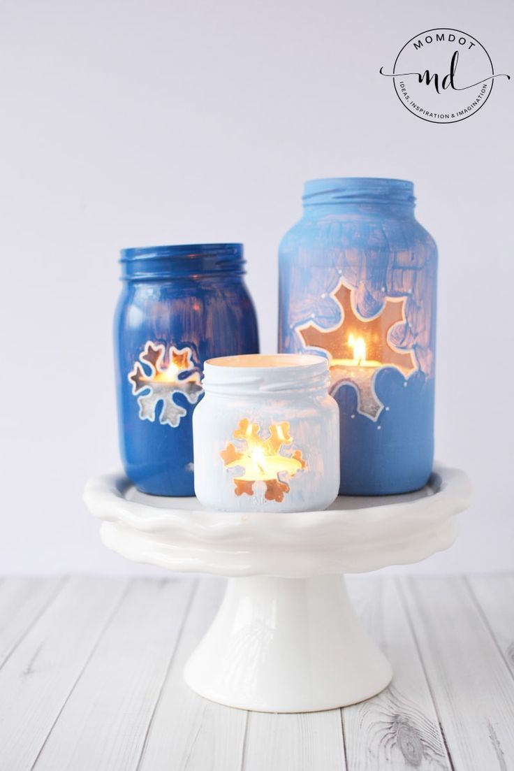 Snowflake Mason Jar DIY : Christmas Mason Jar Tutorial - -   15 holiday Design mason jars ideas